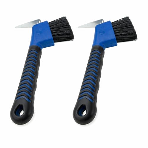 Intrepid International Rubber Handle Hoof Pick with Brush - 2 Pack - Blue - color: Blue