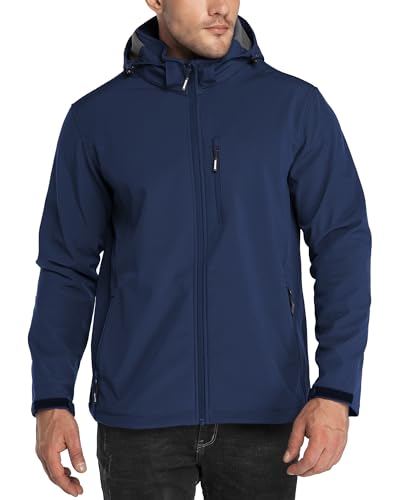 Outdoor Ventures Men's Softshell Jacket Waterproof Fleece Rain Shell Coat - color: Blue, size: Small