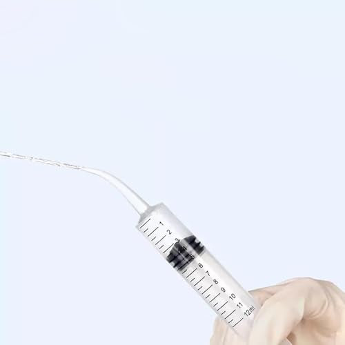 10 Pack Dental Syringes with Curved Tip Disposable Gradient Dental Irrigation Syringes for Oral Dental Care Tonsil Stone Removal Laboratory Feeding Small Pets Curved Measurable (12ml, transparent, 10)
