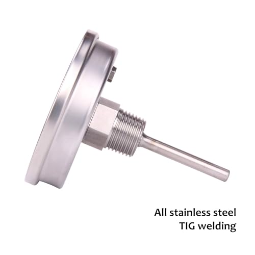 MEASUREMAN Fully Stainless Steel Pot, Kettle, Brewing Bimetal Thermometer, 3" Dial, 2-1/2" Stem, 0-250 deg F/-20-120 deg C, -1% Accuracy, Adjustable, 1/2" NPT Back Mount （2 Pack） - size: 3" Dial, 2-1/2" Stem, 0-250 deg F/-20-120 deg C, style: 2-1/2" Stem