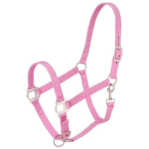 Tough1 Nylon Horse Halter with Satin Hardware - color: Pink