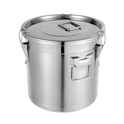 5.5Gal Stainless Steel Canister with Airtight Lid 26-35Lbs Flour Storage Containers for Kitchen Metal Rice Bucket Coffee Canister Dog Food Container Milk Can w/Handles & Sealing Buckles (21L) - color: 21L