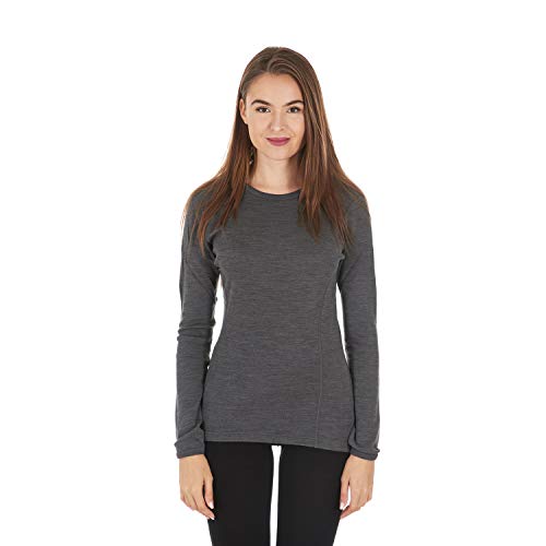 100% Merino Wool - Women's Midweight Base Layer - Long Sleeve Crew - color: 235 Midweight Charcoal Gray, size: Medium