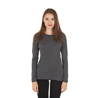 100% Merino Wool - Women's Midweight Base Layer - Long Sleeve Crew - color: 235 Midweight Charcoal Gray, size: Medium
