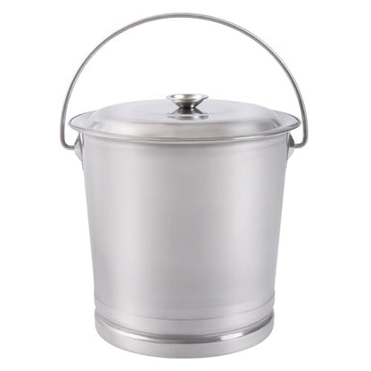 14L/14.8 Qt Large Stainless Steel Compost Bucket Milk Metal Pail with Lid & Handle, Compost Bin Kitchen Scrap Buckets Food Waste Slop Storage Container Buckets Garbage Pail, Open Lip Edge