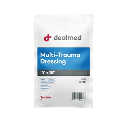 Dealmed Multi-Trauma Dressing - 10" x 30" Sterile Emergency Pad - 1 Count - size: Pack of 1, style: 10" x 30"