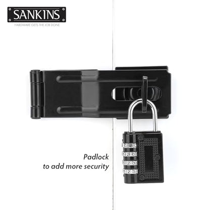 4.5" Swivel Staple Safety Hasps Latches with Twist Knob, Black 1Pcs - color: Black