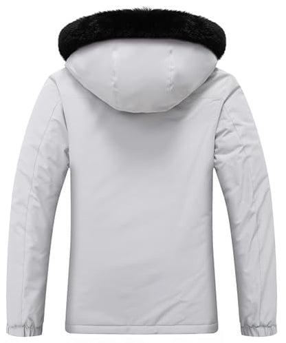 MOERDENG Women's Ski Jacket Waterproof Warm Winter Coat - color: Light Gray, size: Small