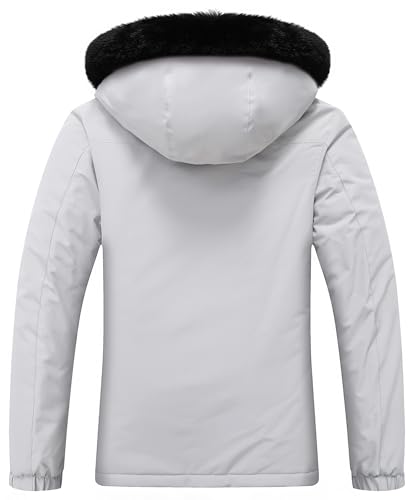 MOERDENG Women's Ski Jacket Waterproof Warm Winter Coat - color: Light Gray, size: X-Large