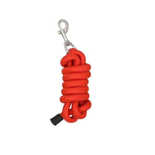 Lead Rope with Snap Closure Durable PP Rope with Soft Comfort Grip for Horse Training Barn Stable and Daily Riding Use Red Equestrian Tack - color: Red