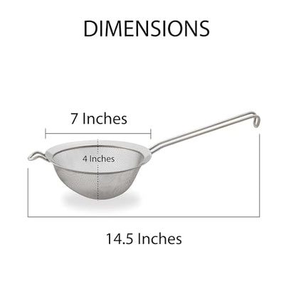 HIC Kitchen Fine Double Mesh Strainer, 18/8 Stainless Steel, Set of 2, Includes 5-Inch and 7-Inch Strainer - size: Double Mesh, Set/2 (5, 7-Inch)