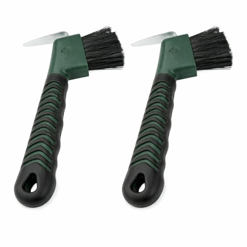 Intrepid International Rubber Handle Hoof Pick with Brush - 2 Pack - Hunter Green - color: Hunter Green