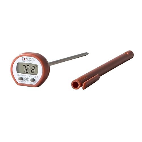 Taylor Instant Read Digital Meat Food Grill BBQ Cooking Kitchen Thermometer, Comes with Pocket Sleeve Clip, Red - style: Instant Read Pocket Thermometer