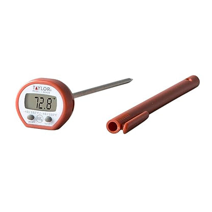 Taylor Instant Read Digital Meat Food Grill BBQ Cooking Kitchen Thermometer, Comes with Pocket Sleeve Clip, Red - style: Instant Read Pocket Thermometer