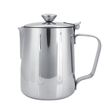 Milk Frother Cup, Stainless Steel Milk Frothing Pitcher, Milk Frothing Jug with Lid and Handle, Frothing Cup Pitcher, Coffee Frothing Mug for Office Home Kitchen (350ml) - size: 11.8 Ounces