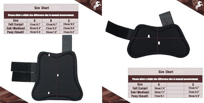 Jeereal Horse Tendon Brushing Boots Open Front & Fetlock Boot | Protective Gear and Training Equipment |Neoprene,Breathable Waterproof Fabric and Genuine Leather | 4 Set - color: Coffee, size: Cob (Medium)