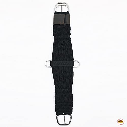 HILASON Horse Western 27 Strand Double Weave Black Roper Cinch | Girth Strap for Horses Back Saddle - size: 26 In