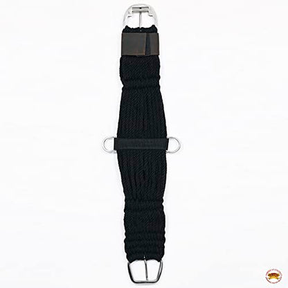 HILASON Horse Western 27 Strand Double Weave Black Roper Cinch | Girth Strap for Horses Back Saddle - size: 26 In