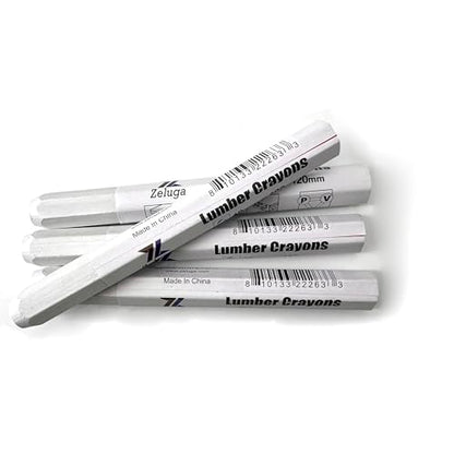 Zeluga 4.7in. x 0.47in. Hex Shape Industrial Lumber Marking Crayons for Clear and Permanent Markings, White 12 Pack - color: White, size: 1 Count (Pack of 12)