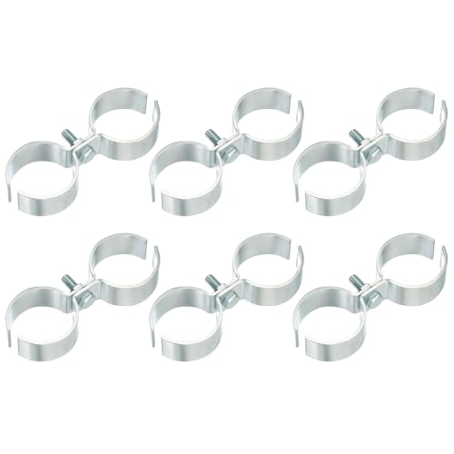 HARFINGTON 6pcs Chain Link Fence Panel Clamps 1‑1/2" Galvanized Dog Kennel Clamps Fence Connector Temporary Dog Cage Hardware Parts with Bolts and Nuts for Round Pipe Panel Frame Cage - size: 1‑1/2"