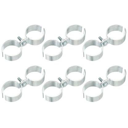HARFINGTON 6pcs Chain Link Fence Panel Clamps 1‑1/2" Galvanized Dog Kennel Clamps Fence Connector Temporary Dog Cage Hardware Parts with Bolts and Nuts for Round Pipe Panel Frame Cage - size: 1‑1/2"