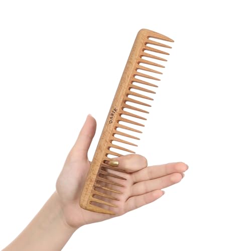 Wide Tooth Wooden Comb Handmade - Natural Vintage Style Wide Tooth Comb for Curls Gentle Styling - Anti-Static Wood Hair Combs For Women Detangling (Sparse Tooth) - color: Sparse Tooth