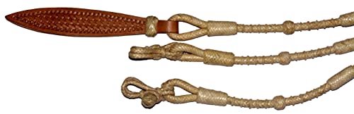 Horse Western Tack 8.5ft Contest Hand Braided Rope with Natural Raw Hide Leather in Matching Knots Raw Hide Leather, Hand-Braided Romal Romel Reins Ranch Rope- 52' Romel