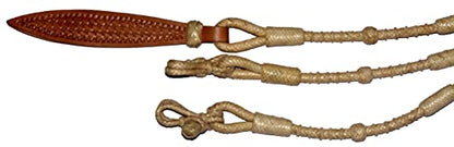 Horse Western Tack 8.5ft Contest Hand Braided Rope with Natural Raw Hide Leather in Matching Knots Raw Hide Leather, Hand-Braided Romal Romel Reins Ranch Rope- 52' Romel
