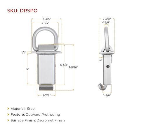 Mytee Products 2 Pack 5/8 Inch Stake Pocket D Rings w/Outward Protruding Design, 18000 lbs | Adjustable Trailer Stake Pocket Tie Down Utility for Flatbed Trucks & Trailer w/Hitch Pin - color: Silver w/ Outward Protruding, size: 2 - Pack