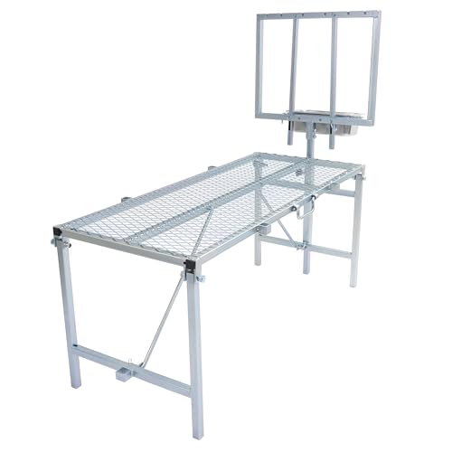 HECASA Sheep Milking Stand Livestock Feeder Rack Adjustable Headpiece - color: Silvery