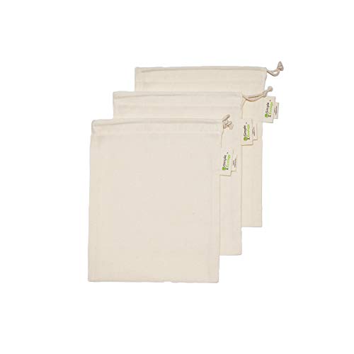 Simple Ecology Reusable Grocery Produce Shopping and Storage Bags, Organic Cotton Muslin, Small 3 pack - size: Small (8"x10") - 3 Pack