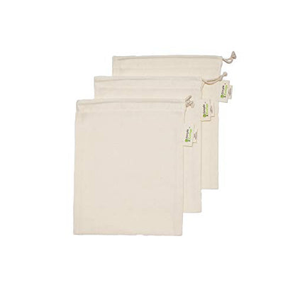 Simple Ecology Reusable Grocery Produce Shopping and Storage Bags, Organic Cotton Muslin, Small 3 pack - size: Small (8"x10") - 3 Pack