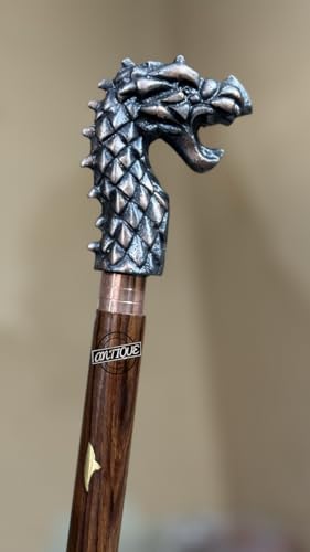 Brass Handle Victorian Telescope Foldable Wooden Walking Stick Cane Ideal Vintage Gift Men Women Father/Mother - style: Dragon