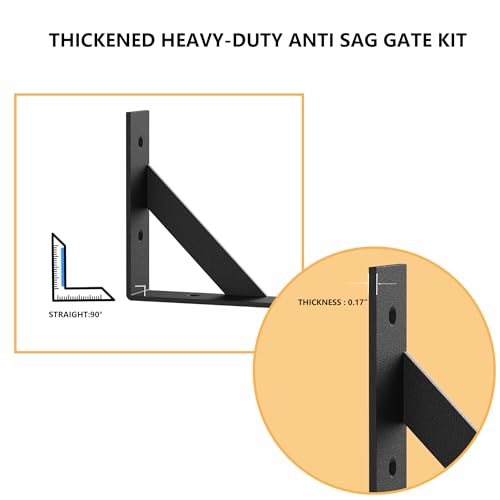 [Heavy Duty]Sdstone Anti Sag Gate Kit, Gate Corner Brace Bracket, Adjustable gate Hardware kit for Wooden Fence Gate,Driveway Gates,Corral Gates - size: 01