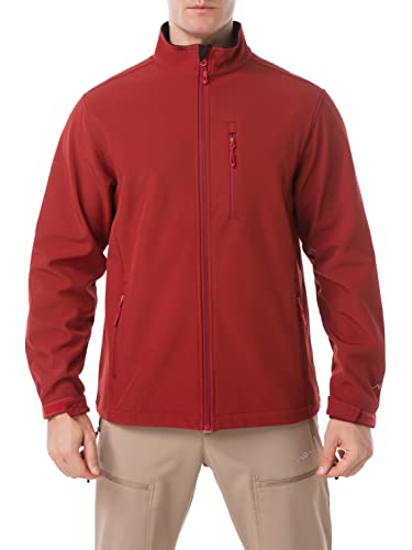 TRAILSIDE SUPPLY CO. Men's Softshell Jacket Fleece Lined Windbreaker,Lightweight Water Resistant Winter Coat - color: Red Jasper (022), size: Medium