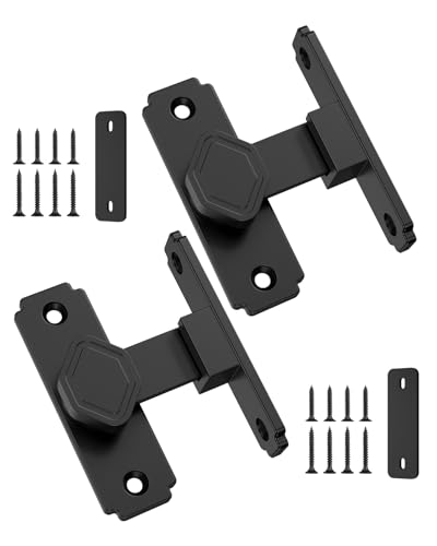Pocket Door Lock, 90 Degree Latch, Barn Door Hardware Black 1PC - color: Black-2 Pcs