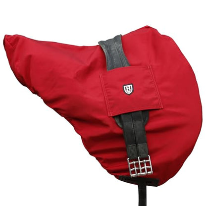 Harrison Howard Premium English Saddle Cover, Waterproof & Breathable Fleece-Lined Protective Saddle Cover - color: Scarlet Red, size: GP/CC-One Size