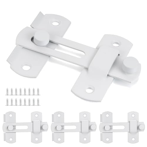 4 Packs Matte White Stainless Steel Barn Door Latch flip Door Latch - color: Matte White