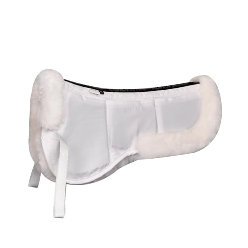 Ovation Europa Sheepskin 6-Shim Half Pad - Horse Riding Dressage Jumping Saddle Pad with Channel Spine Design, Memory Foam Shims, 3-Shim Pockets Per Side, Rolled Edges - size: Regular (16-16.5")