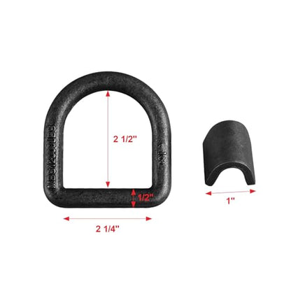 4 Pack Heavy Duty Weld On D-Ring for Trailer 1/2 Inch 12000 LBS. | Weld On D-Ring for Trailer 1/2 Inch Max Break Strength 12000 LBS,Stake Pocket D Rings Truck Tie Down Anchor - size: 1/2 inch