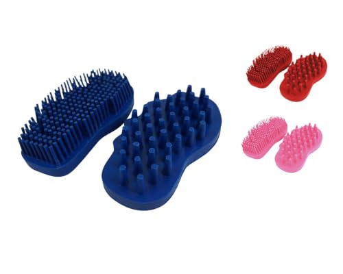 Tahoe Tack Super Grip Rubber Horse Grooming & Cleaning Brush Set, Soft Rubber Curry Comb for Shedding, Massage & Coat Polishing, Ergonomic Hand Grip