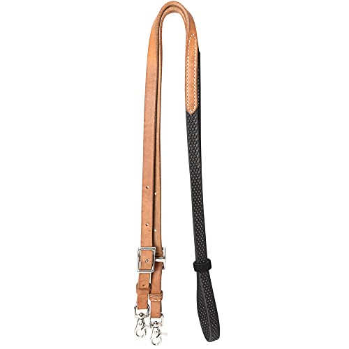 HILASON 8 Ft Horse Western Leather Rubber Grip Barrel Split Reins - color: Tan With Black