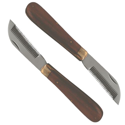 Mane & Tail Comb for Horses – Heavy-Duty, Ergonomic Design with Fold-Up Thinning Comb for Easy Carry & Wooden Handle – Ideal for Gentle Detangling, Grooming, and Equine Hair Care - size: One Size (Wooden Handle)