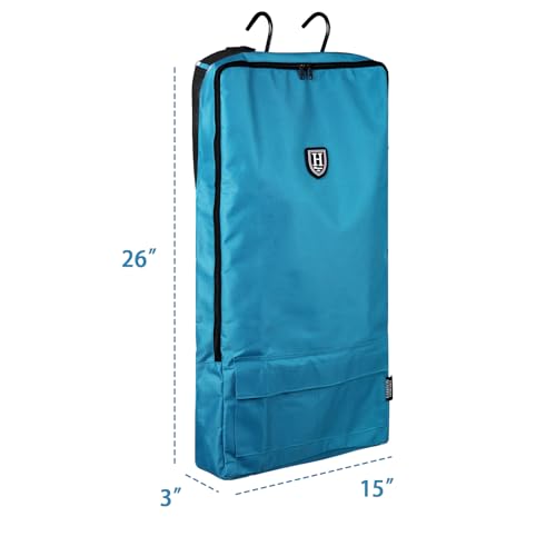 Harrison Howard Bridle/Halter Bag – Waterproof 600D Horse Tack Storage, Hanging Organizer with Multi-Hook Design, Protects Bridles & Reins-Teal - color: Teal