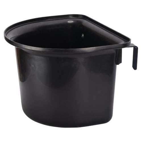 Schneiders Portable Hook-Over Horse Feed Bucket - 16 Quarts & Durable Stall, Fence or Rail Mounted Grain Feeder for Horse, Farm and Barn Use | Color Black
