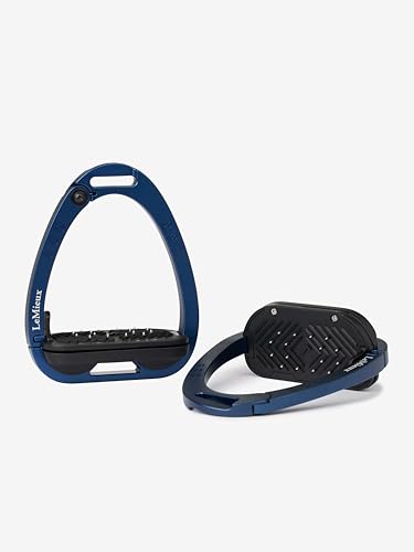 LeMieux Vector Control Stirrup - New Generation - Spring Loaded Hinged Arm - Cross Track Grip Surface - color: Navy