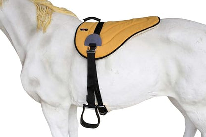 CHALLENGER Western Lightweight Bareback Saddle Pad with Fleece Bottom, Stirrups & Cinch – Contoured Synthetic Suede Top – 23" x 30" - color: Tan