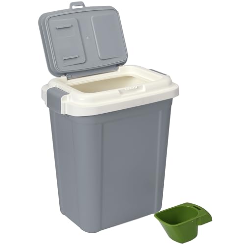Airtight Pet Food Grey Storage Container, 23 Qt - color: Grey, size: 20 lbs