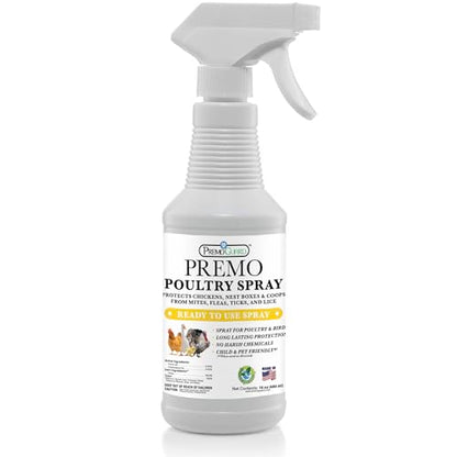 Premo Guard Natural Poultry Spray – Kills Scaly Leg Mites, Fleas, & Lice | Chicken, Duck, Geese Pests, Spray Directly on Birds and Coops, Natural Plant Based Oils, Control & Prevention - size: 16 oz