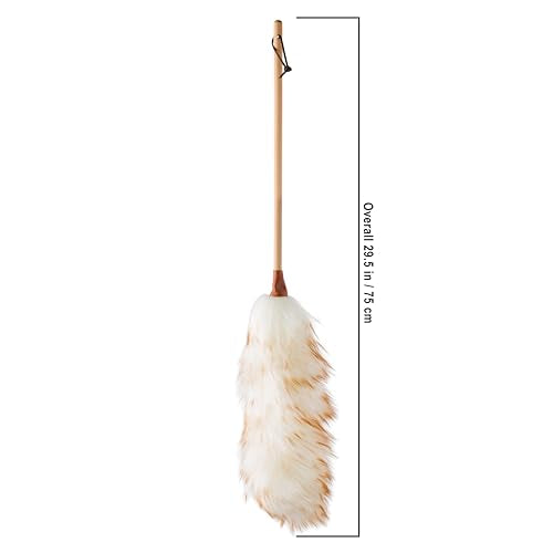 Redecker Lambswool Duster, Natural Magnet for Dust and Fine Particles, Cleans Without Scratching, Untreated Lambswool and Untreated Wooden Handle, 27-1/2 inches, Made in Belgium - size: 27-1/2-Inches